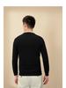 Autumn Men's Slim Fit Crew Neck Knit Sweater with Letter Ribbon Detailing