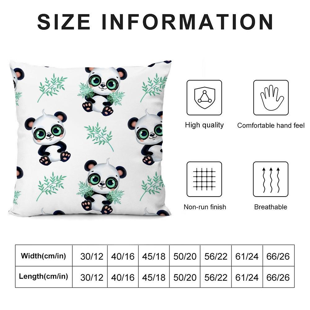 Lovely Panda Cushion Cover Soft Plush Fabric Double-Sided Printed Sofa Cushion Cover For All Seasons Home Decor Gift