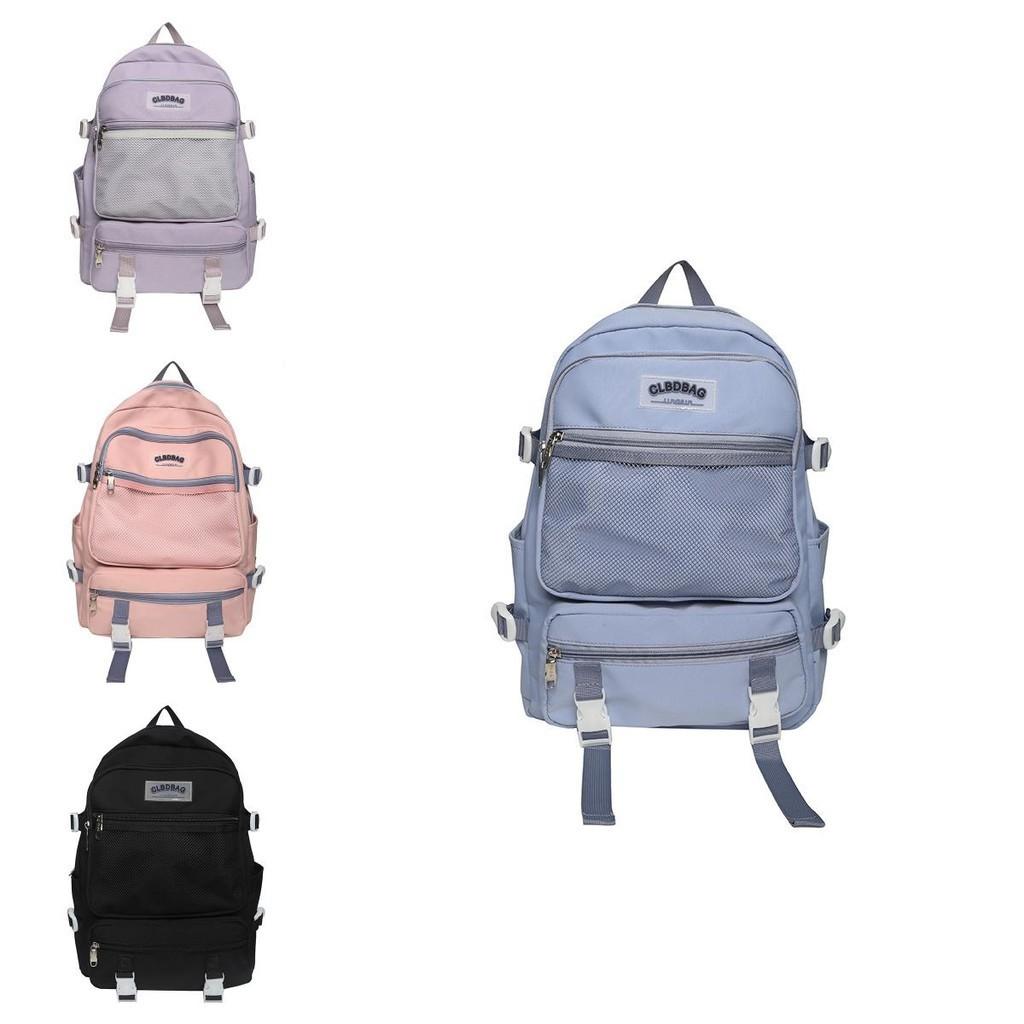 Spacious Ulzzang Nylon Backpack For High School Girls With Soft Handle And Zipper Pocket