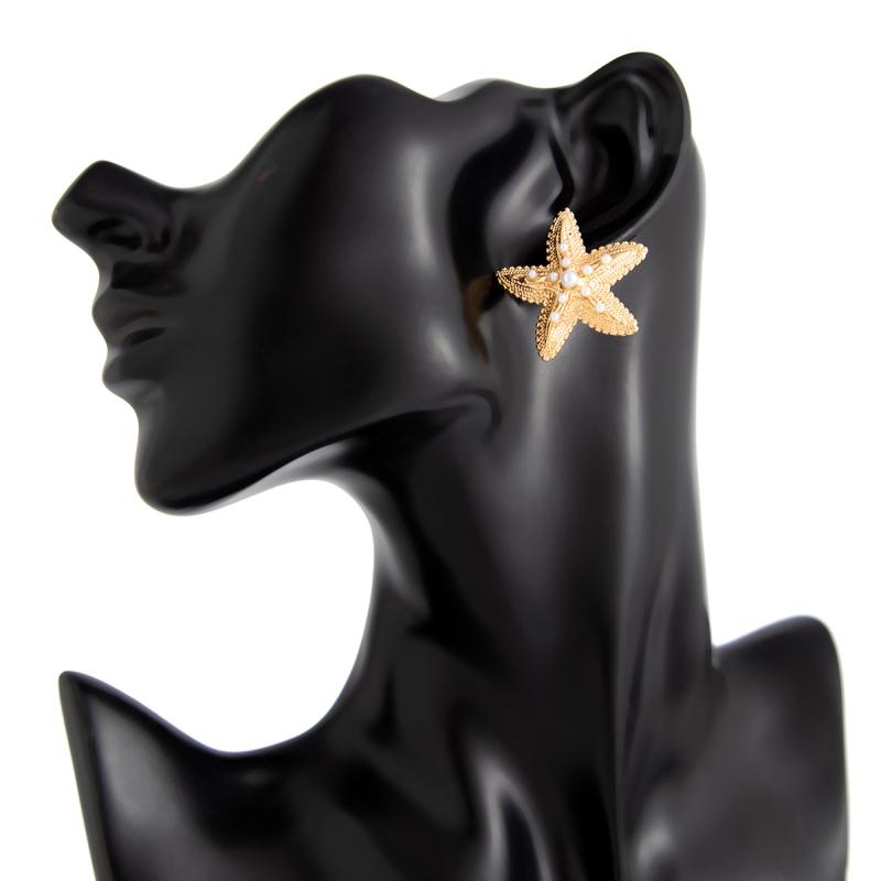 Trendy Gold Color Simulated Starfish Ear Studs Earrings For Women Exquisite Small Star Earring Summer Beach Daily Jewelry