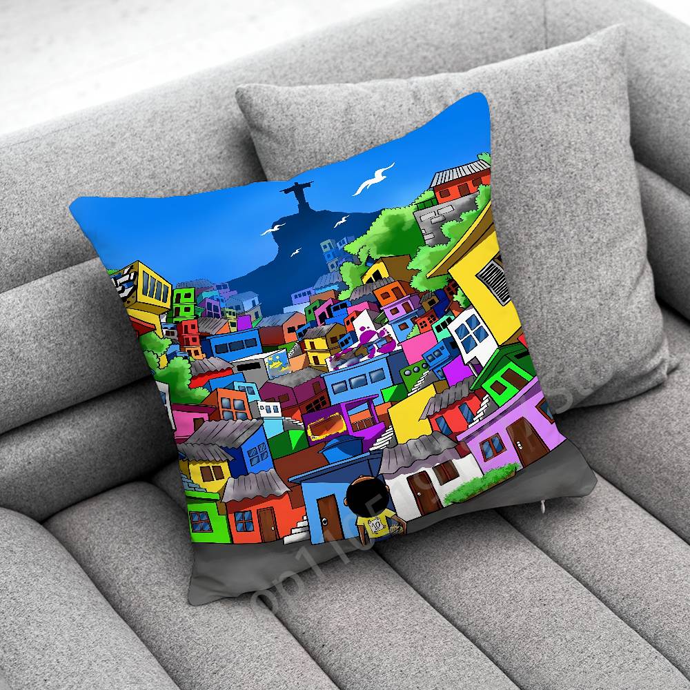 Rio De Janeiro Brazil Flag Map Passport Throw Pillow Case For 45x45cm 40x40cm 50x50cm 30x30cm Square Car Pillowcase Shell