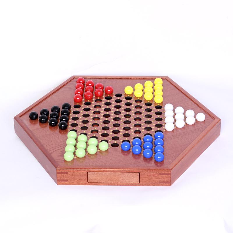 Wooden Chinese Checkers Educational Board Game: Interactive Parent-Child Toy
