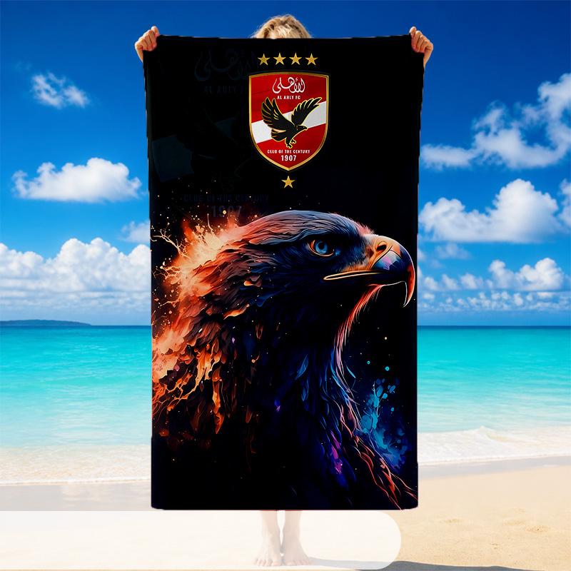Quick Dry Beach Towel Al Ahly Pattern, Lightweight Absorbent Towel for Pool Beach Vacation Use