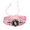 Virgin Mary Baby Jesus Christian Catholicism Jewelry Black Button Leather Bracelet Blessed Mother Religious Glass Cabochon Gift