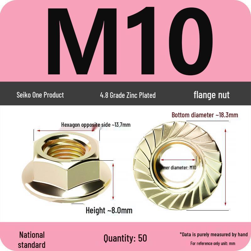 Electroplated Galvanized Hex Flange Nut with Anti-Slip Tooth Washer Cap, M3-M16