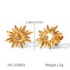 Hollow Out Diamond Sunflower Necklace Earrings Bracelet Set Simple Luxury Titanium Steel Jewelry
