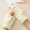 Cat gloves ladies plush cute bare finger half finger warm student girl plush flip