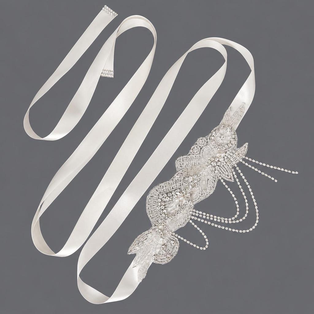 Elegant Silver Rhinestone Wedding Belt – Versatile High-End Dress Accessory for Fashion Shows and Performances
