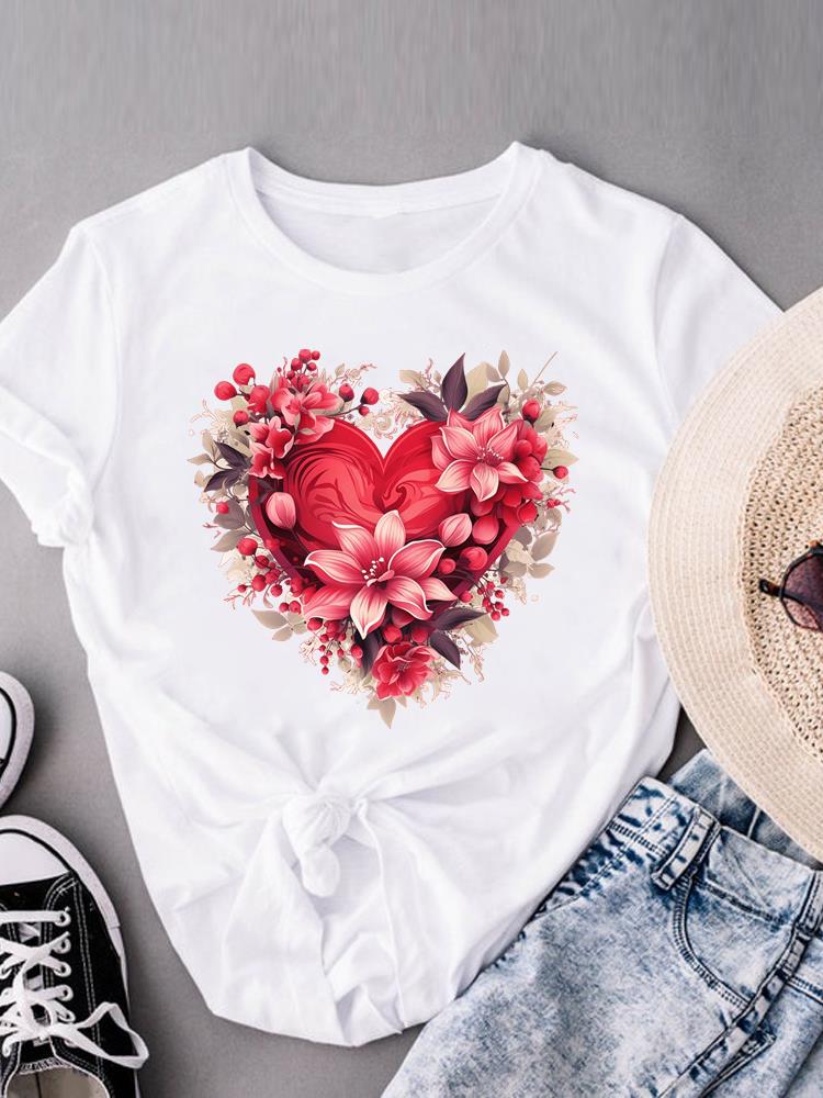 (Asian Size) Beach Trend O-neck Casual Clothing Short Sleeve T-shirts Fashion Female Women's Top T Shirt Printed Graphic Tee