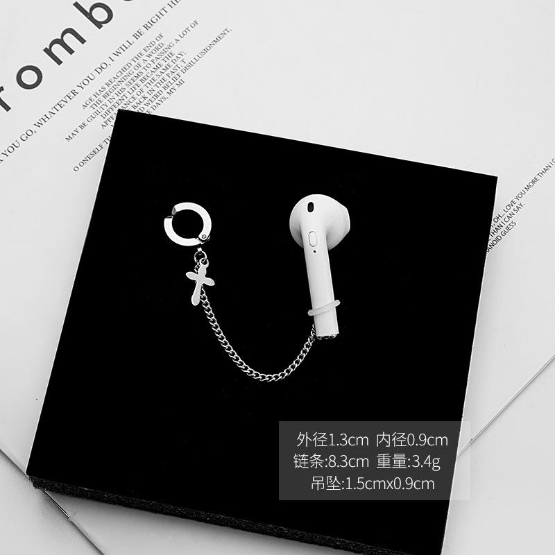 Orecchini Airpods Anti-Perdita Tendenza Creativa, Bluetooth Wireless Senza Foratura Orecchie Orecchini a Croce in Acciaio Inossidabile