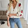 Fashion Women Sweater Ladies Tops Autumn European and American Strawberry Jacquard Knit cardigan Sweater