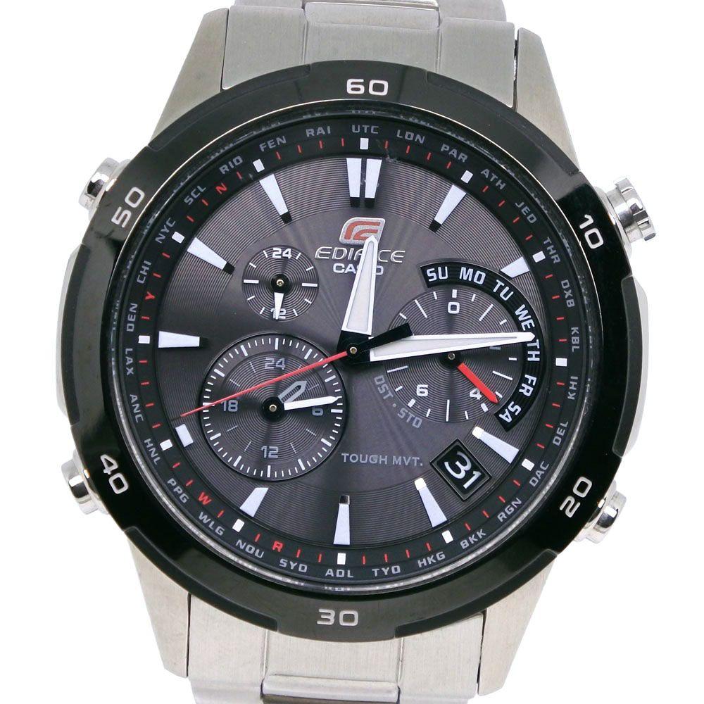 [CASIO] Casio Edifice MULTIBAND6 EQW-560DB-1AJF Stainless Steel Black Solar Radio Watch Chronograph Men s Black Dial Watch