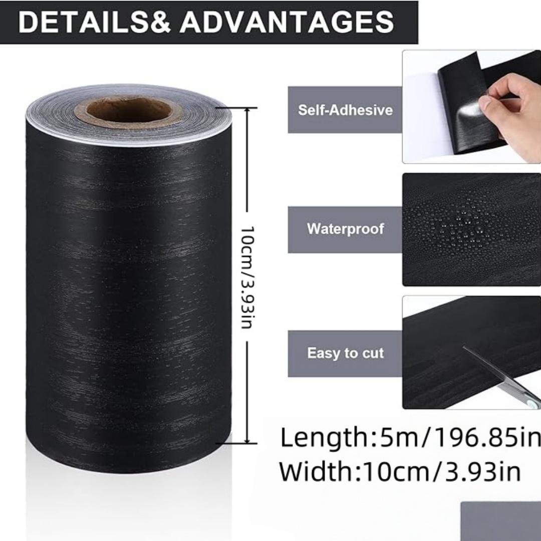 1pc Waterproof Self-Adhesive PVC Skirting Line - Modern Nordic Style with Imitation Wood Grain, Easy Application for Home Decor