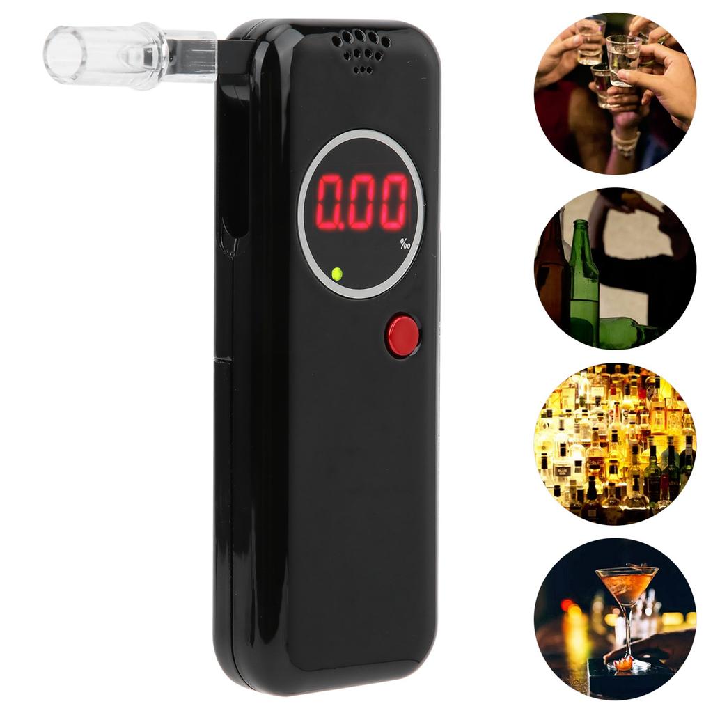 Digitaler Atemtester LCD-Anzeige Alkoholtester Trunkenheitsfahrt-Analysegerät Testwerkzeug W Blasrohr Schwarz