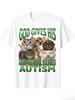 God Gave Him The Strongest Warrior Autism Cat Pattern TShirt  Fun Autism Awareness Promotional TShirt Unisex Clothing Y2K
