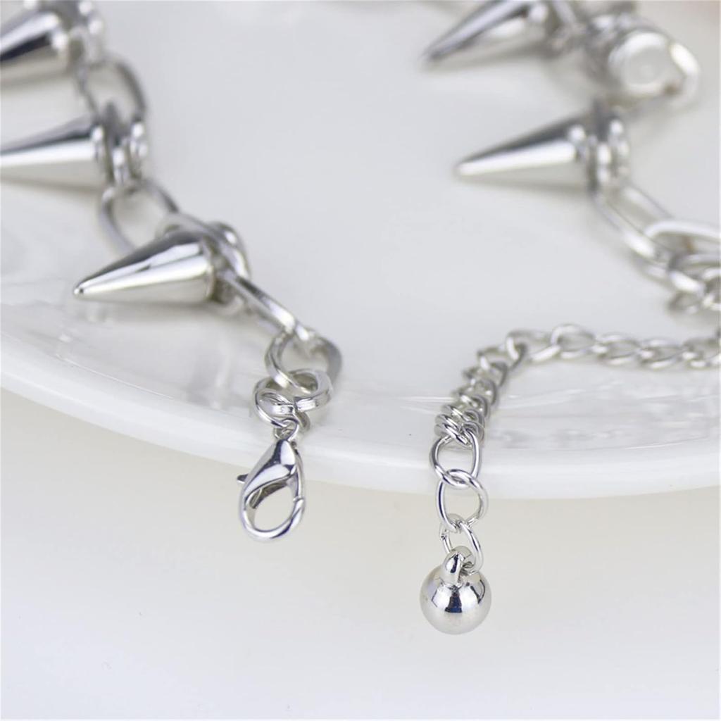 2-3Pcs Gothic Rivet Spike Paperclip Link Chain Choker Necklace Set Punk Rock Hip Hop Adjustable Streetwear Collar Necklace for Women Men Unisex