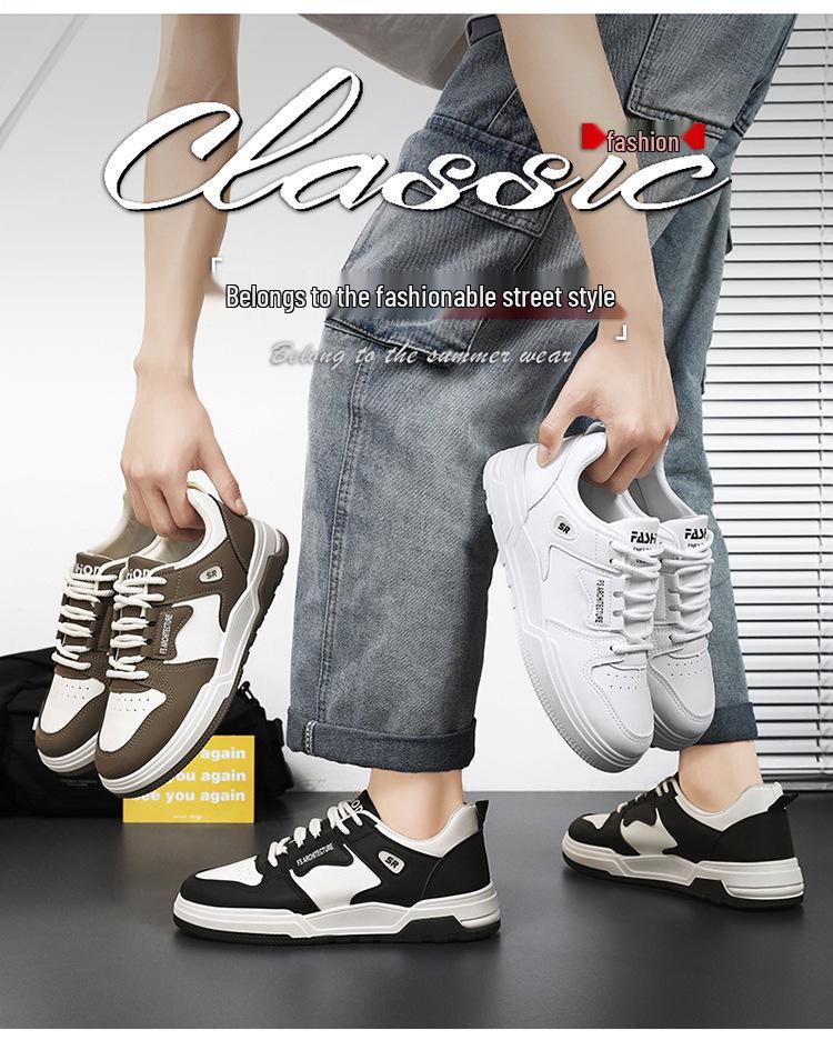 Men's Korean-Style Breathable White Sneakers - Trendy, Thick-Soled, Casual Sports Shoes for Summer