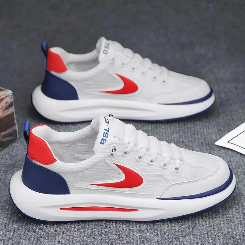 

Модные мужские повседневные спортивные туфли, дышащие легкие кроссовки, сетчатые черные кроссовки для бега, спортивные кроссовки для бега 44 красный