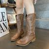 Western boots new retro short boots autumn and winter pointed head thick heel middle heel sleeve women's short boots fashion boots trendy women's bo