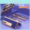For Samsung Galaxy Z Fold 2 Protective Case With Electroplated Leather Cover And Builtin Pen Holder For Business Users