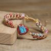 Turquoise Heart Beaded Bracelet – Gold Accent Boho Jewelry, Love Protection Gift for Women