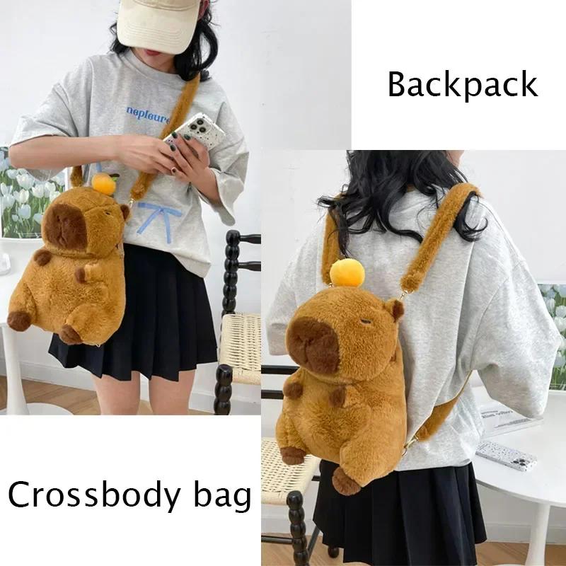 Non-Toxic Capybara Plush Backpack Kawaii Fashion Plushie Doll Fur Bag Children'S Bag Shoulder Bag Mini Knapsack Bags Gifts For Childrenfriend