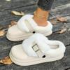 Winter Women Outdoor Platform Warm Slippers Plush Buckle Slippers Flat Fur Comfortable Clogs Soft Design Shoes Slides Women