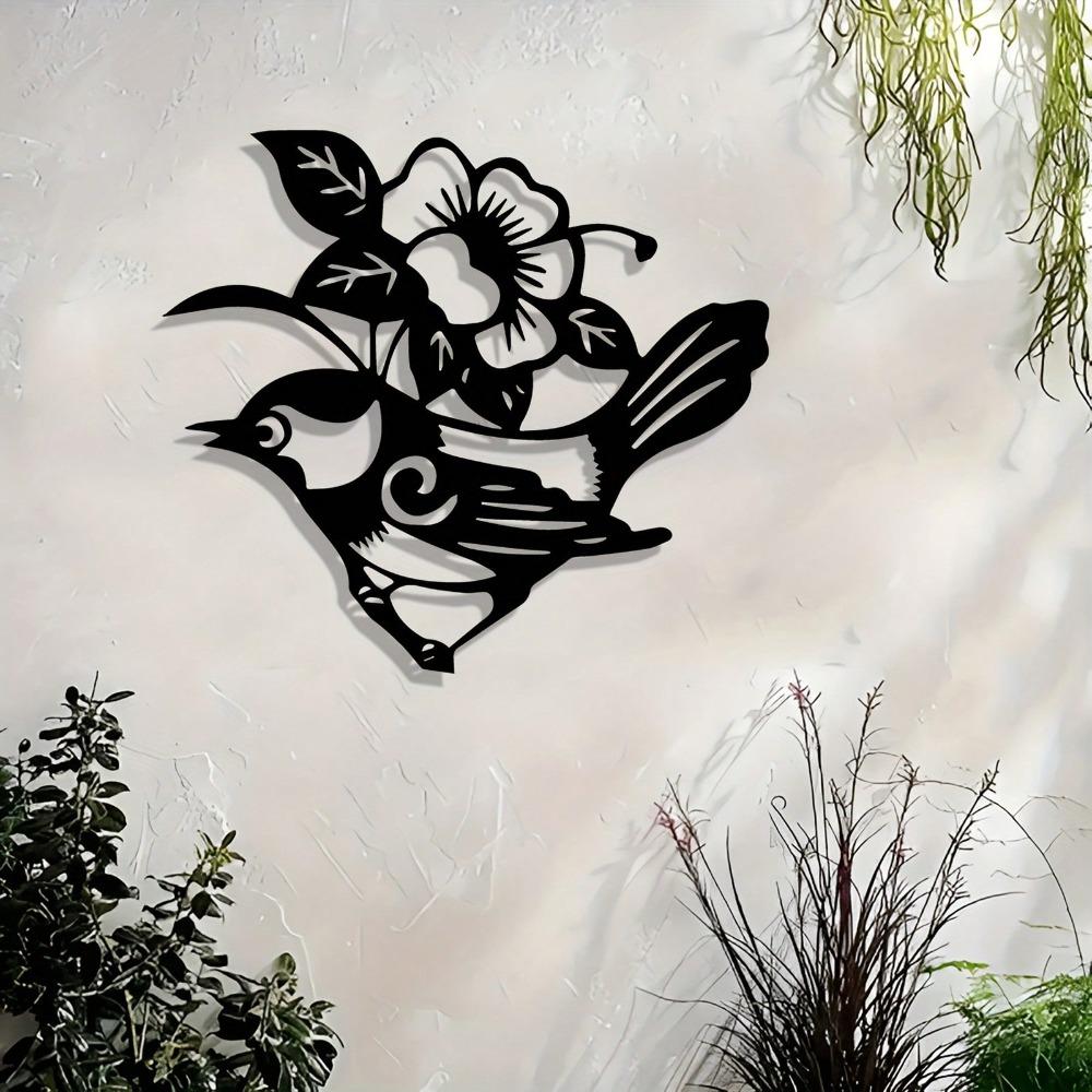 Elegant Bird Flower Metal Wall Art Indoor Outdoor Modern Home Office Decor Farmhouse Style Housewarming Birthday Halloween Christmas New Year Gift