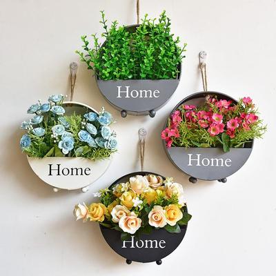 European Iron Art Flower Basket Wall Hanging Set for Indoor Decor