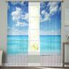 Beach Sea Blue Sky Nature Scenery Chiffon Sheer Curtains for Living Room Bedroom Decoration Window Voiles Tulle Drapes Curtain