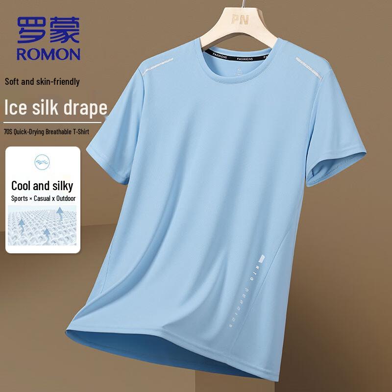 

Romon Men s Ice-Feel Mesh Short-Sleeve T-Shirt L