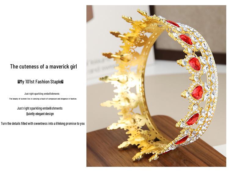 Baroque Alloy Teardrop Crown Headpiece for Bridal Photography and Coming-of-Age Celebrations