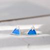 Female Gradual Change Blue Iceberg Triangle Handmade Drop Glaze Geometric Japanese Niche Design Earrings