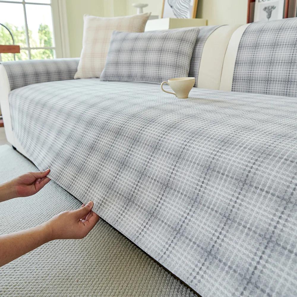 

Nordic Grid Couch Cover Geometric Pattern Couch Sofa CushionChenille Anti-Slip Sofa Cushion Four Season Universal Sofa Covers 70x70cm 1pcs