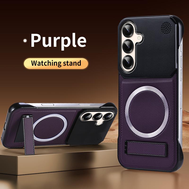 KEYSION Luxury Magnetic PU Leather Aromatherapy Phone Case for Samsung Galaxy S22 S23 Ultra Kickstand Borderless Back Cover