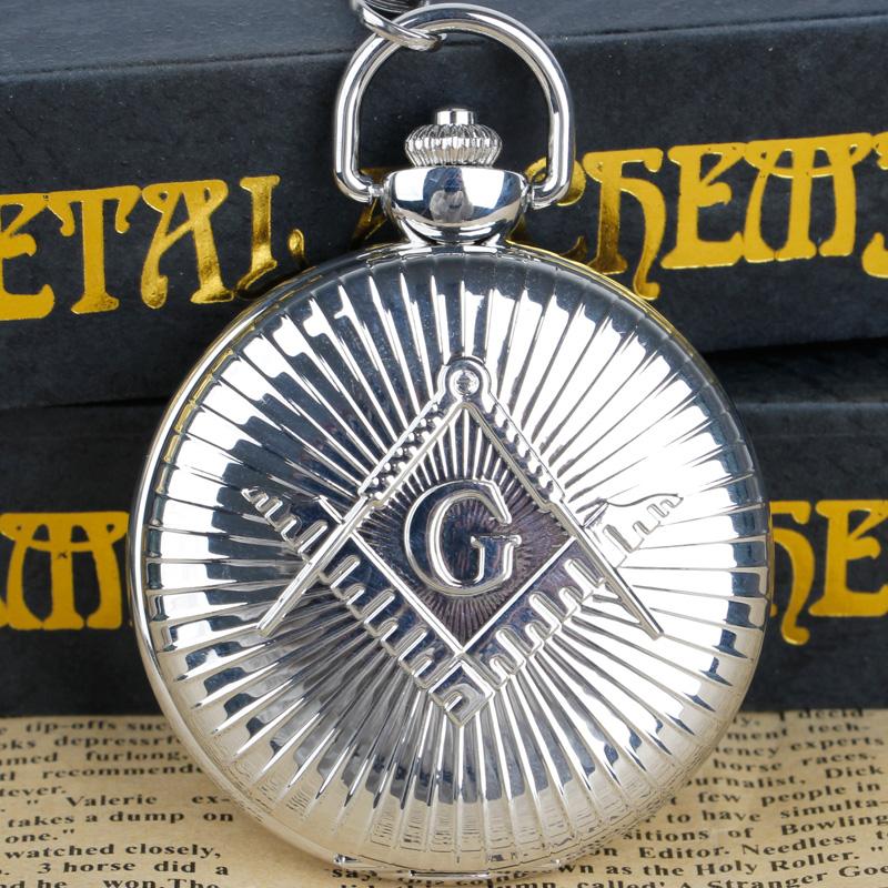 

British Masonic Sign Silver Quartz Pocket Watch Large Casual Retro Fashion Necklace Jewelry Men and Women Reloj De Bolsillo чёрный
