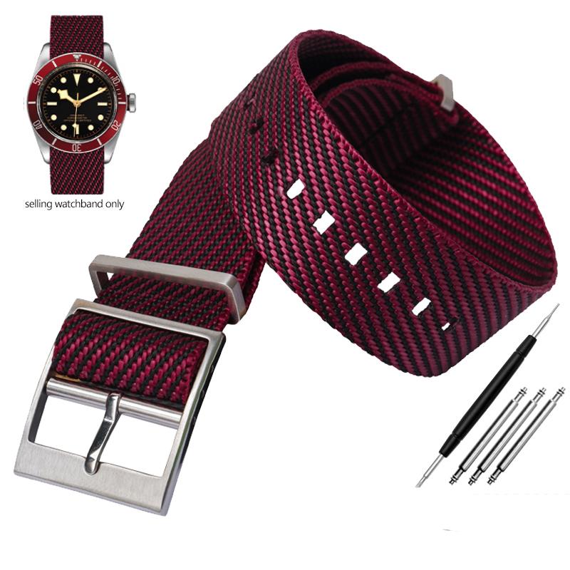 ONEStrap For Tudor Seiko Fabric Watch Band One Piece Single Pass Adjustable Slanted Bracelet Sport Wristband 20mm 22mmMN