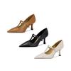 Hot Sale Of The Season Elegant Brown Pointed Toe High Heel Single Shoes French Style Mary Janes for Banquet Lightweight Comforta