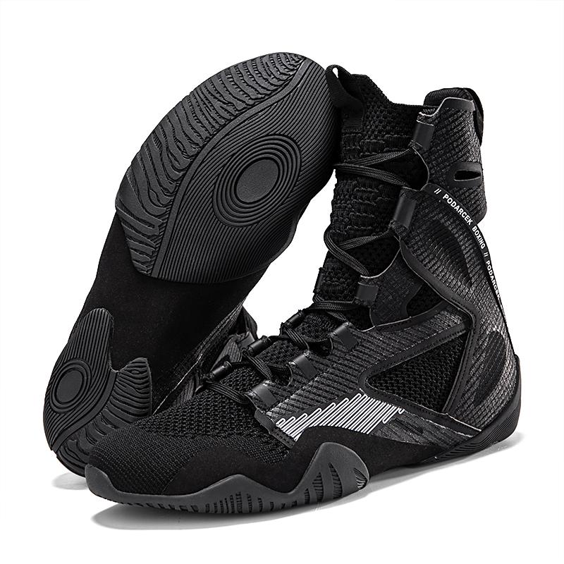 High-top Men's Wrestling Shoes Free Sparring Boxing Shoes Anti-slip Martial Art Shoes Gym Fitness Training Sneakers