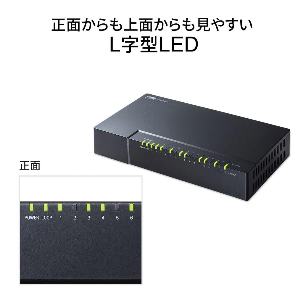 Sanwa Supply Gigabit compatible switching hub ports with (16 magnet) LAN-GIGAP1602BK