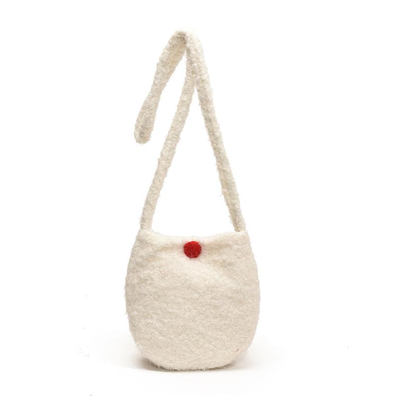 Winter Plush Bag Women's 2025 New Versatile Shoulder Messenger Bag Large-capacity Woolen Bucket Bag