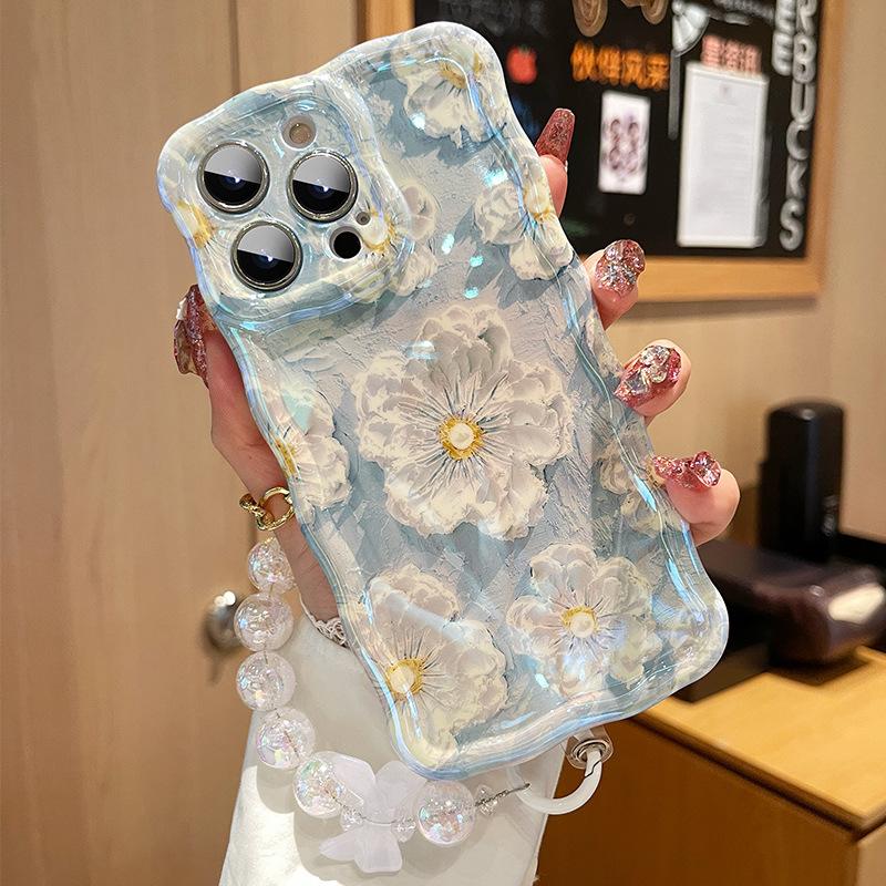 Blu-ray Suitable for Apple 17 Mobile Phone Case Iphone14promax with Lanyard Wrist Chain 13 Women's New 16 All Inclusive 15