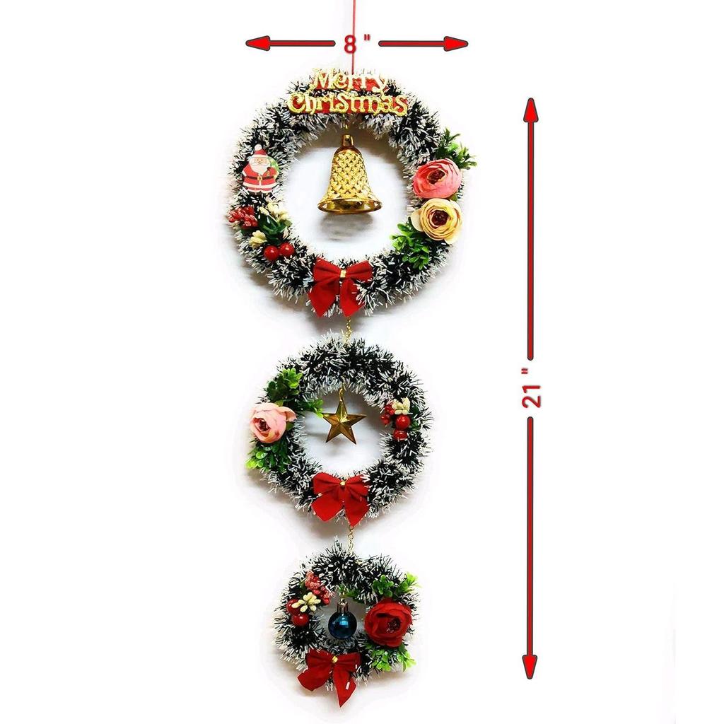 India Designer Christmas Wreath - length21Inch, Width 8inch - (Black Pine, 1 Pcs)