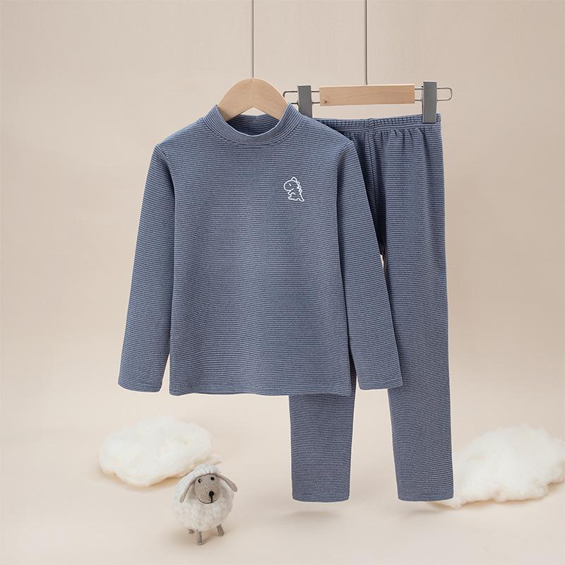 

Детский двухсторонний плюшевый термопижамный комплект - осенний полосатый верх и низ для мальчиков и девочек 120 cm