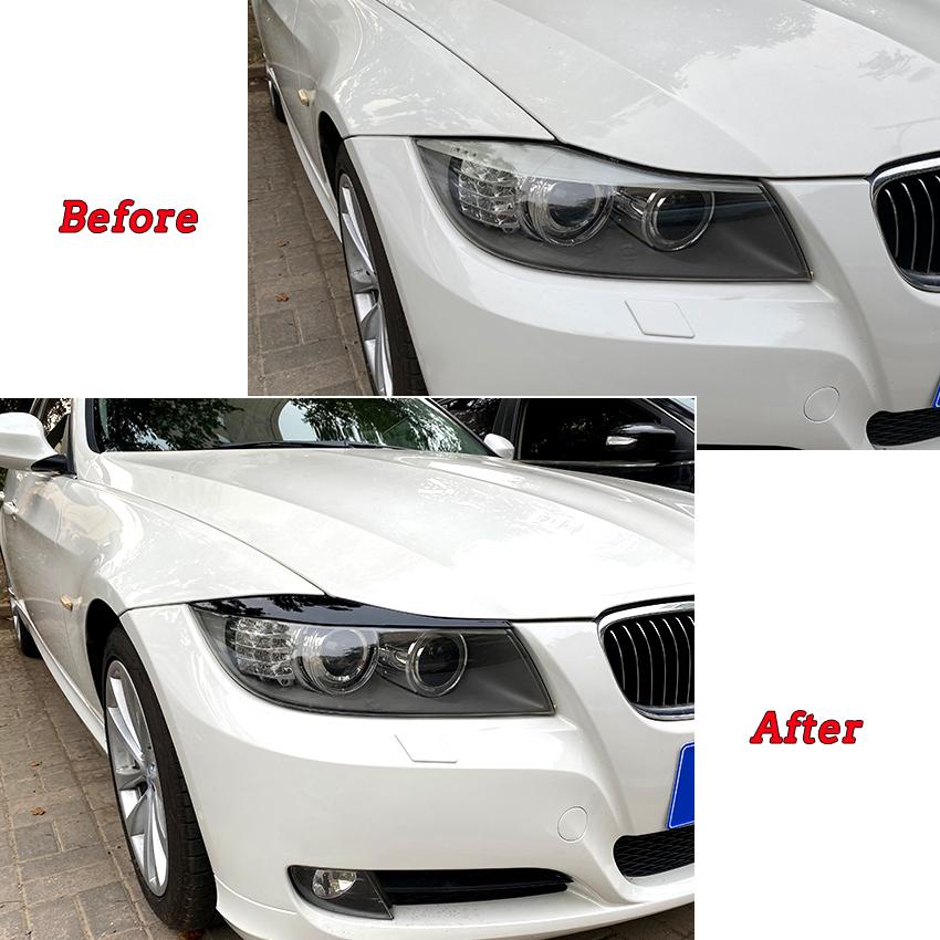 Pro BMW řady 3 E90 E91 2ks ABS Lesklá černá Světlomet Obočí Oční víčko 2005 2006 2007 2008 2009 2010 2011 Sedan /