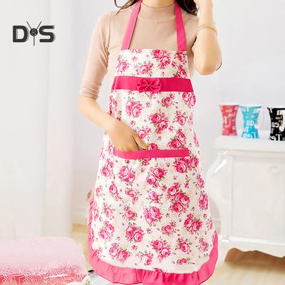 Mujeres Floral Bowknot Impermeable Cocina Restaurante Cocinar Bolsillo Vestido Delantal