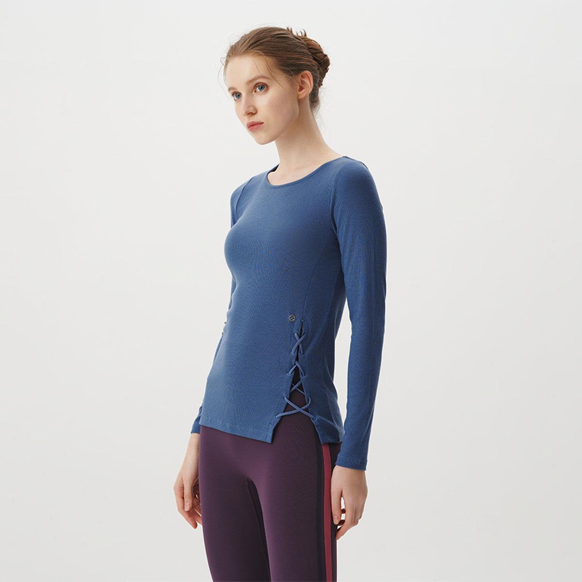 Witte Soft Ribbed Side Lace-Up Long Sleeve Tee Htwtl4K07T Off-White/M