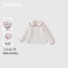 JELLYBABY Girls' French Ruffle Embroidered Long Sleeve T-Shirt