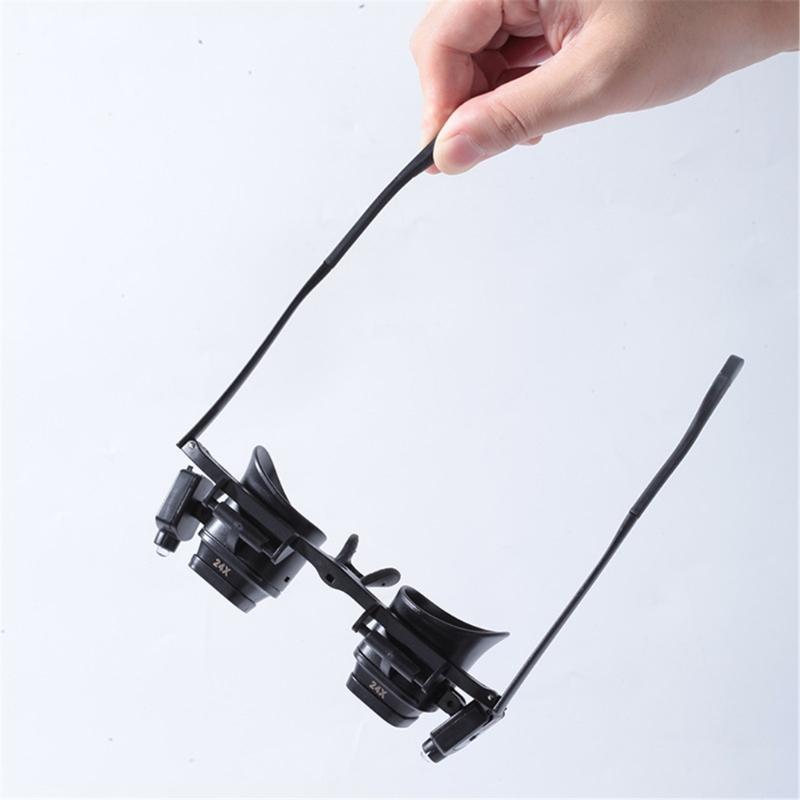 Adjustable LED Head Magnifier Glasses Convenient LED Head Mounted Magnifier For Sewing Crafts And Electronics 2X 24X