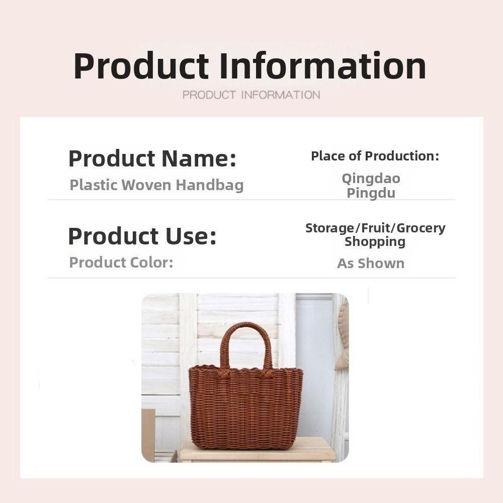 Yeni Rattan Dokuma El Yapımı Hasır Alışveriş Sepeti Çok Renkli PVC Piknik Saklama Sepeti 24*14*18cm Ev Sebze Meyve Paketleme